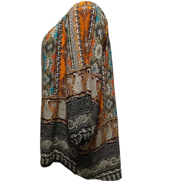 Janette Plus 2X Mixed Print Long Sleeve Scoop Neck Blouse - Picture 3 of 5